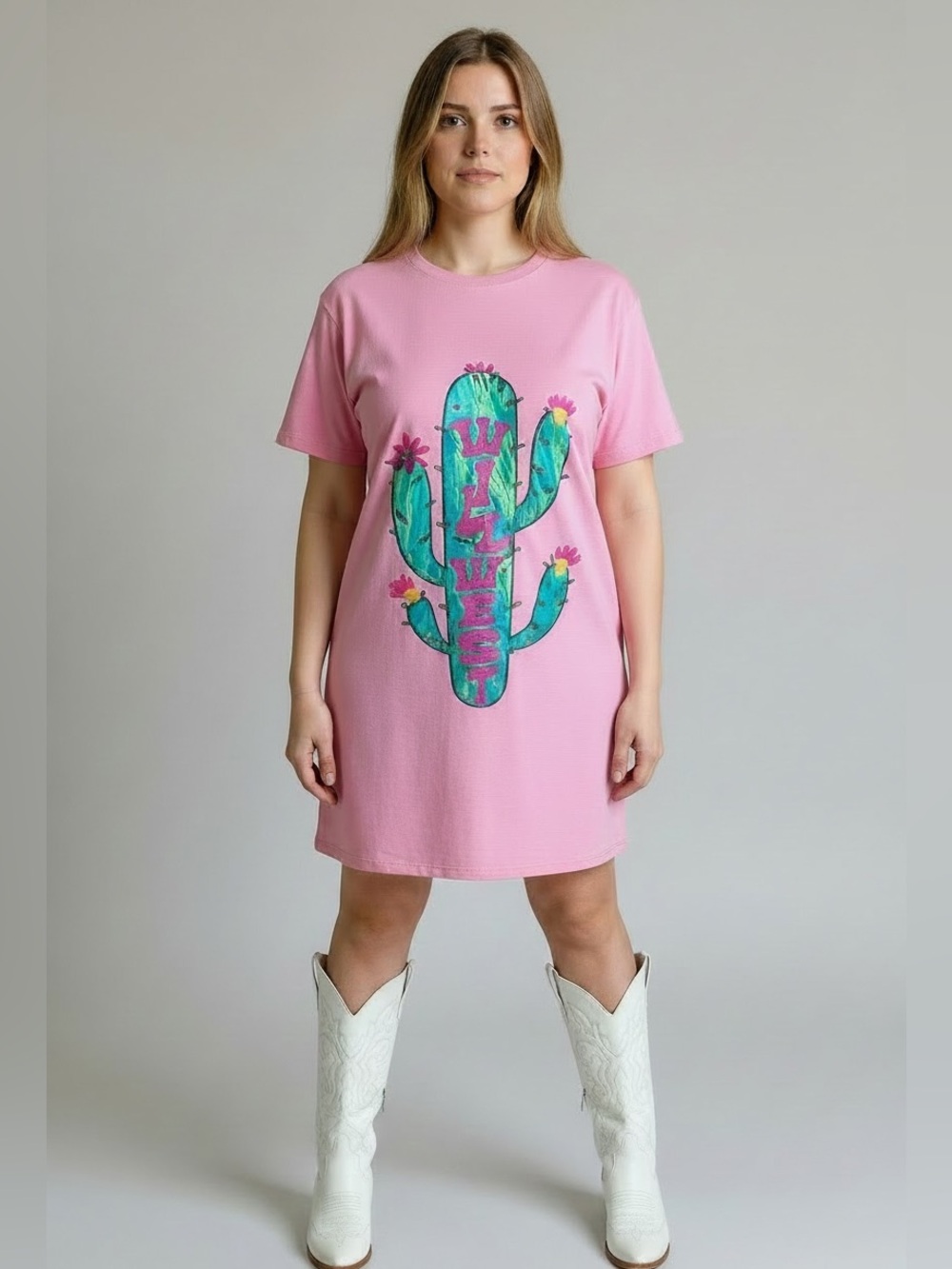 Fantastic Fawn Pink Cactus Graphic Dress